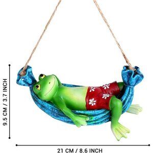 Frog on Hammock Garden Decoration - Frog Statues Hanging Garden Sculptures